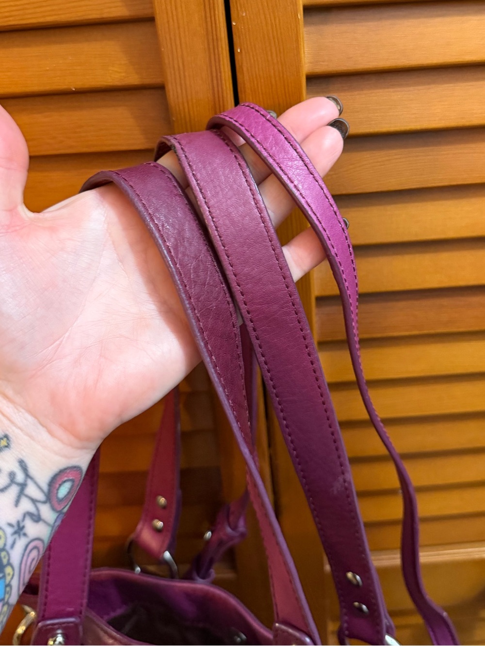 B Makowsky Women's Studded Leather Tote Bag in Plum - Picture 6 of 6